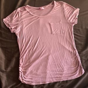 Ragdoll pink side-scrunch flowy pocket shirt in Medium